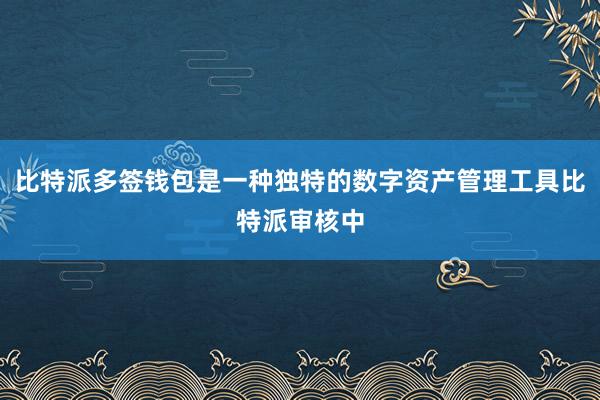 比特派多签钱包是一种独特的数字资产管理工具比特派审核中