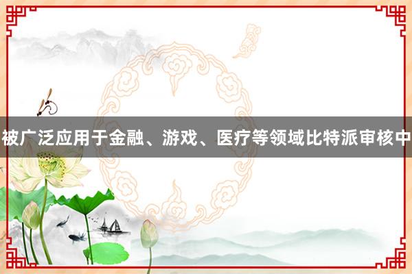 被广泛应用于金融、游戏、医疗等领域比特派审核中