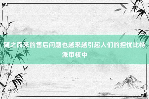 随之而来的售后问题也越来越引起人们的担忧比特派审核中