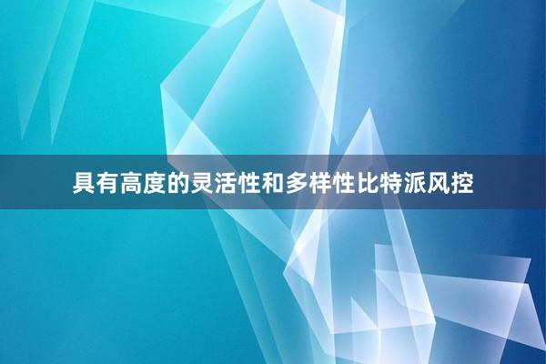 具有高度的灵活性和多样性比特派风控