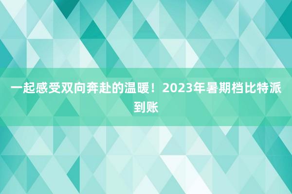 一起感受双向奔赴的温暖！2023年暑期档比特派到账